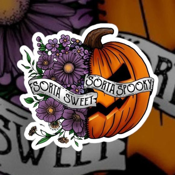 Sorta Sweet Sorta Spooky Floral Pumpkin Sticker Pack - Picture 1 of 1